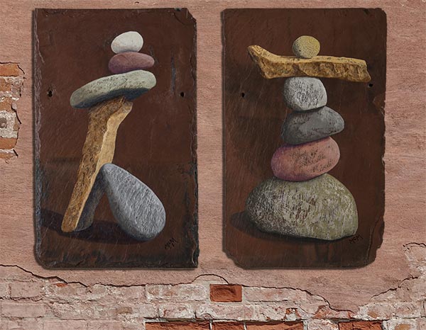Cairns on Slate by Garry McMichael